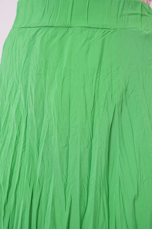Merterium Kadın Uzun Kırışık Etek 8042 - Yeşil