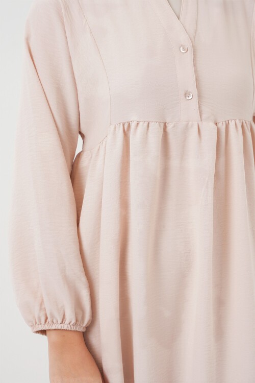 Merterium Kadın Uzun Tesettür Elbise 2525 - Krem