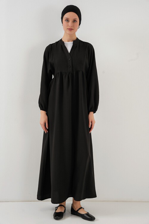 Merterium Kadın Uzun Tesettür Elbise 2525 - Siyah