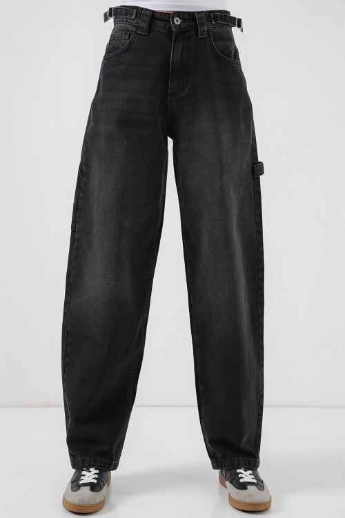 Merterium Kadın Yüksek Bel Kot Pantolon 6701 - Siyah