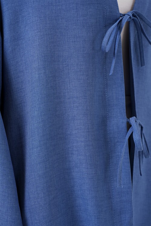 Merterium Keten Tesettür Kimono 5968 - İndigo
