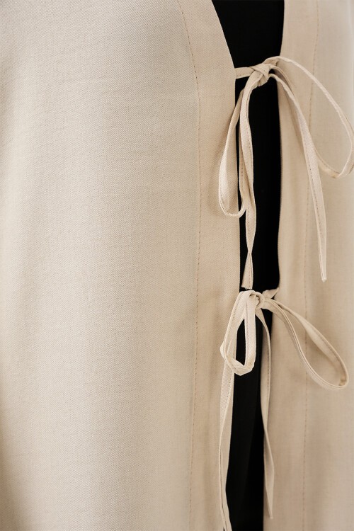 Merterium Keten Tesettür Kimono 5968 - Krem