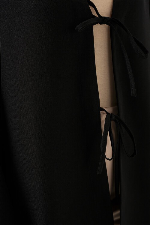 Merterium Keten Tesettür Kimono 5968 - Siyah