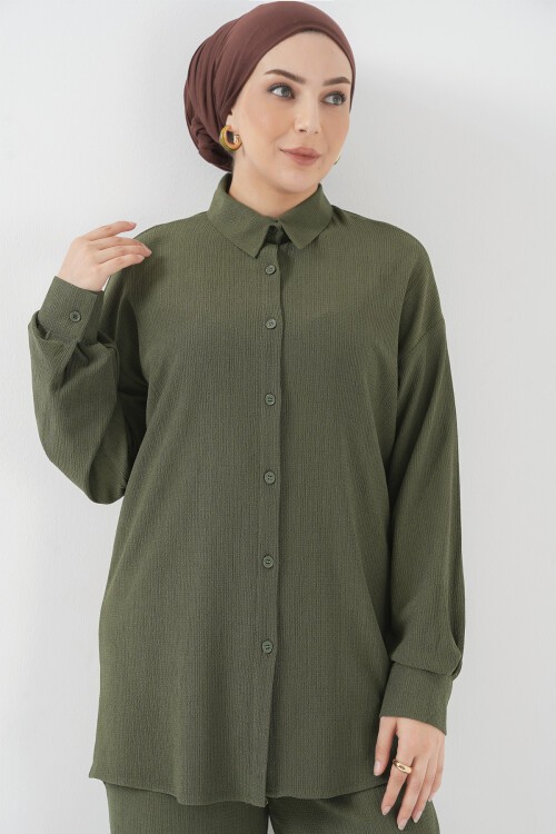 Merterium T5858 Örme Tesettür İkili Takım - Haki