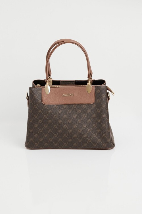 Merterium 010176 Armine Baskılı Çanta - Kahverengi