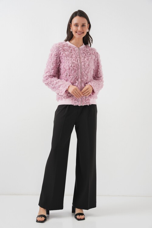 Merterium 0719 Güllü Ceket - Pembe