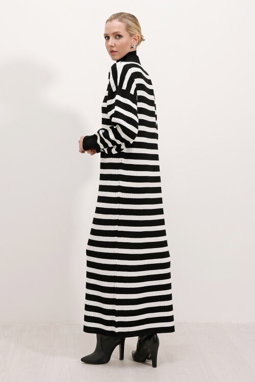 Merterium 15839 Boydan Triko Elbise - D. Siyah