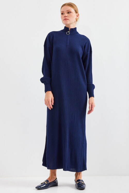 Merterium 15839 Boydan Triko Elbise - D.Lacivert