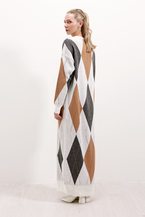Merterium 15861 Uzun Triko Elbise - Ekru