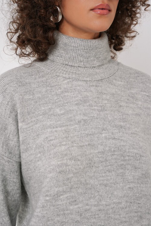 Merterium 15891 Kazak Etek Triko İkili Takım - Gri