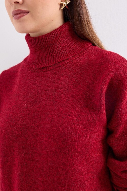 Merterium 15891 Kazak Etek Triko İkili Takım - Kırmızı