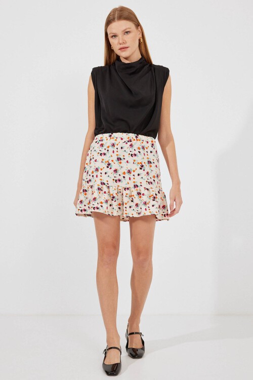 Merterium 1884 Örme Mini Etek - Krem