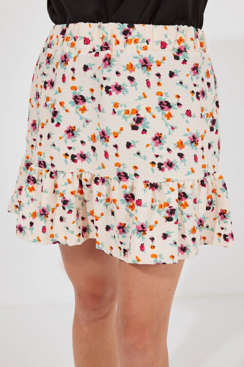 Merterium 1884 Örme Mini Etek - Krem