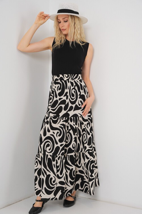 1898 Desenli Uzun Etek - C.Siyah
