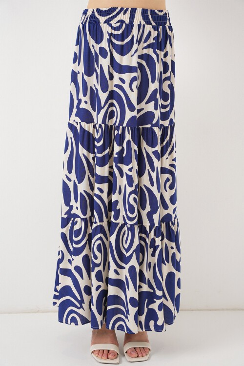 1898 Desenli Uzun Etek - F.Lacivert