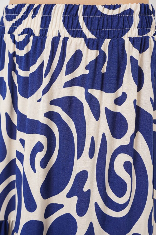 1898 Desenli Uzun Etek - F.Lacivert