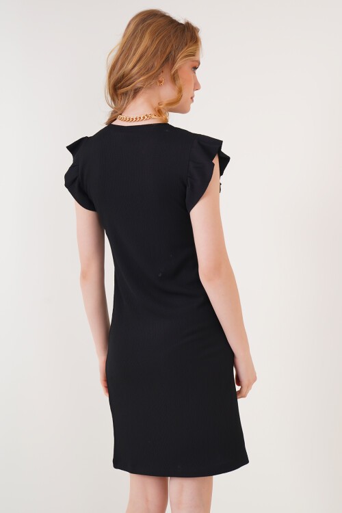 Merterium 2338 Örme Elbise - Siyah