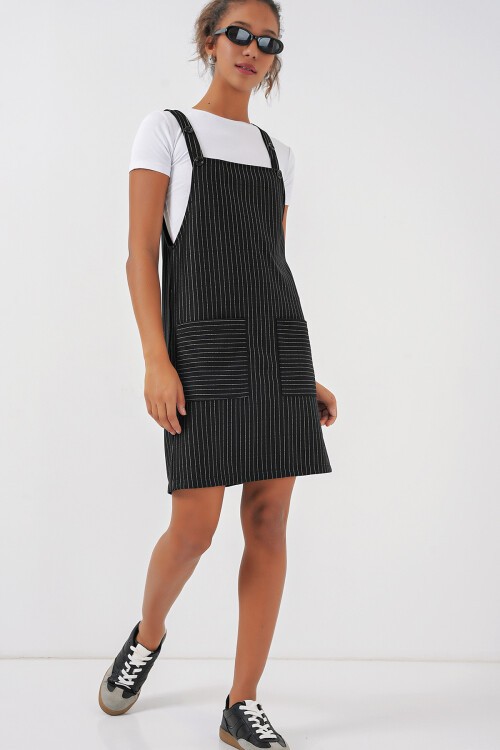 Merterium 2440 Mini Salopet Elbise - Siyah