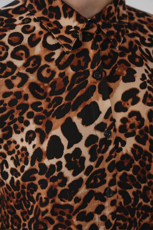 Merterium 3721 Grafik Desenli Gömlek - C. Kahverengi