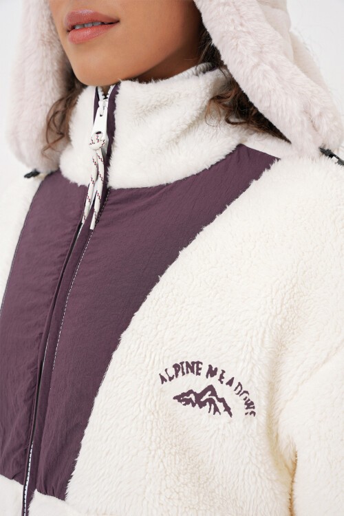 Merterium 5194 Kadın Peluş Mont Ceket - Mor