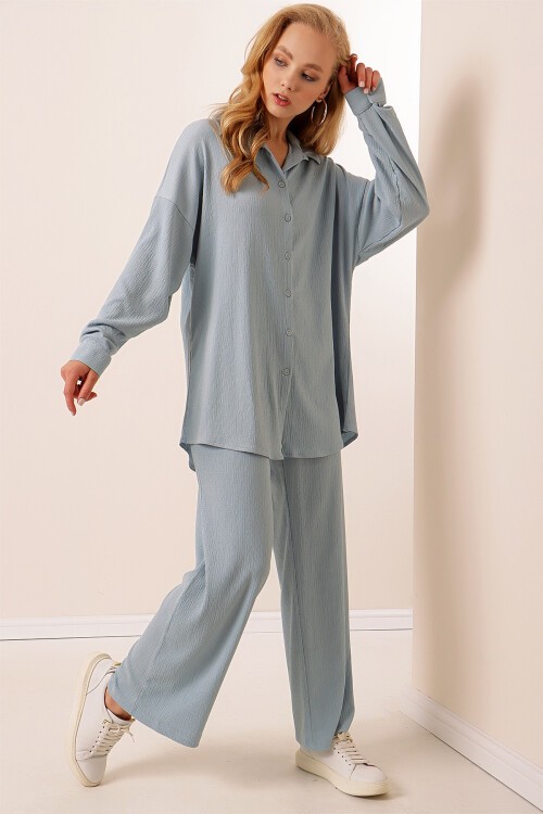 Merterium 5858 Örme İkili Takım - Açık Mavi