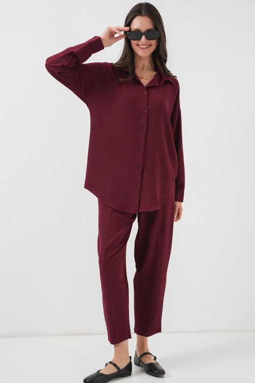 Merterium 6593 Oversize İkili Takım - Bordo