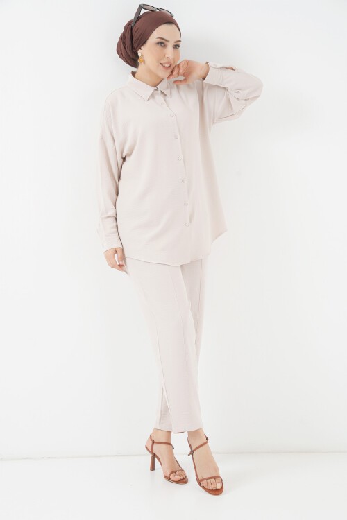 6593 Oversize İkili Takım - Krem