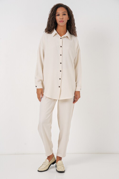 6622 Keten İkili Takım - Ekru