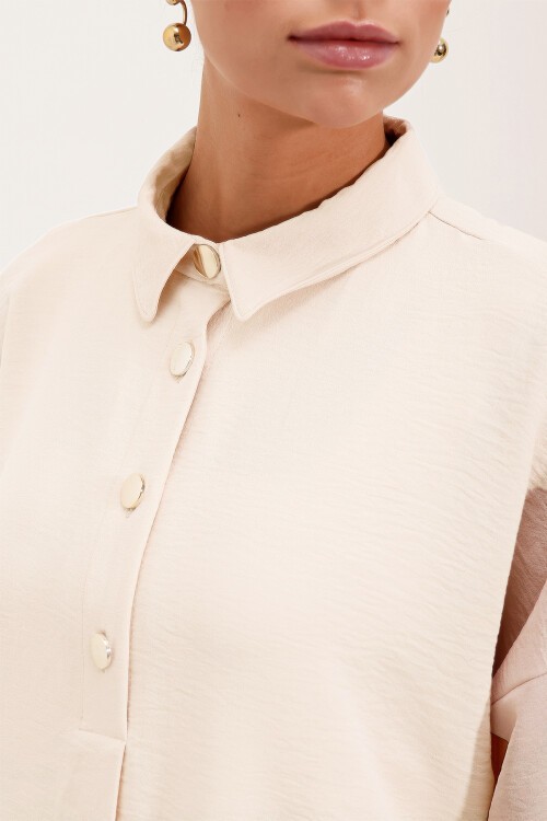 Merterium 6631 Oversize Alt-Üst Takım - Ekru