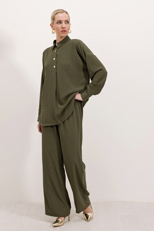 Merterium 6631 Oversize Alt-Üst Takım - Koyu Haki