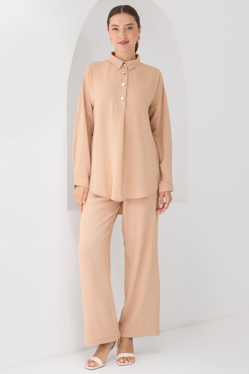 Merterium 6631 Oversize Alt-Üst Takım - Vizon