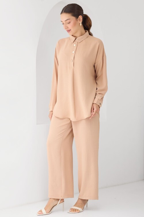 Merterium 6631 Oversize Alt-Üst Takım - Vizon