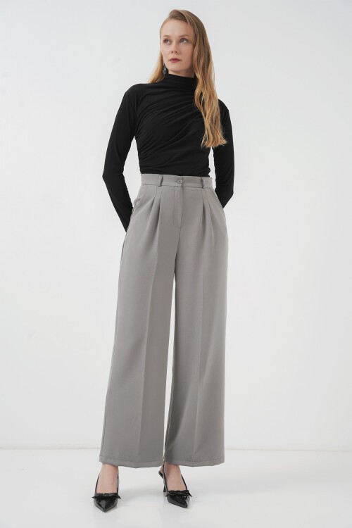 Merterium 6647 Bol Paça Kumaş Pantolon - Gri