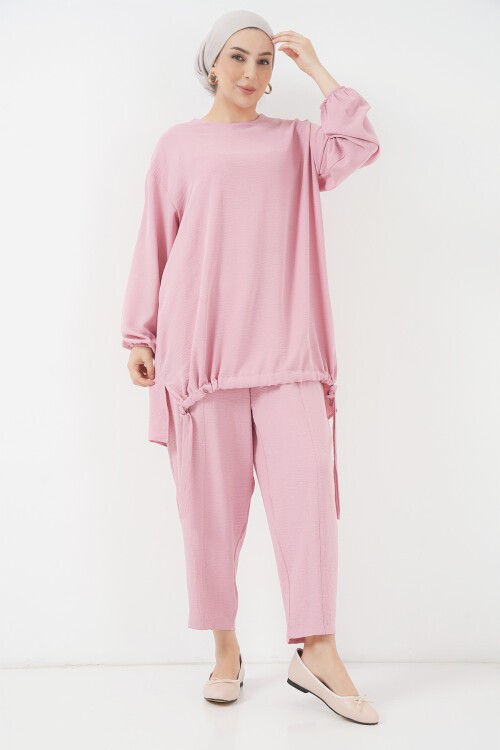 Merterium 6682 Tunik Pantolon İkili Takım - Pudra