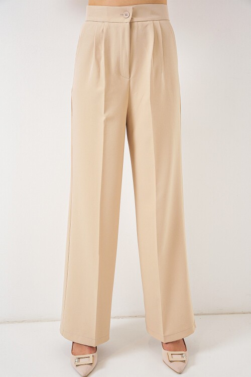 Merterium 6709 Kadın Yelek Pantolon İkili Takım - Bej