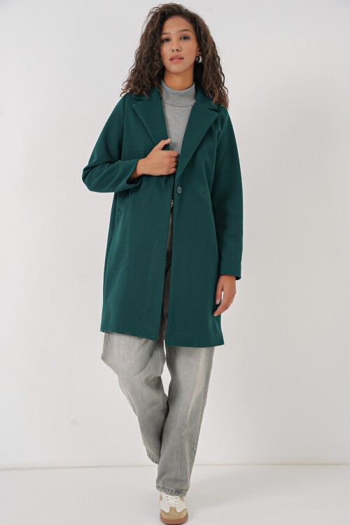 Merterium 9085 Kaşe Kaban - Zümrüt Yeşili