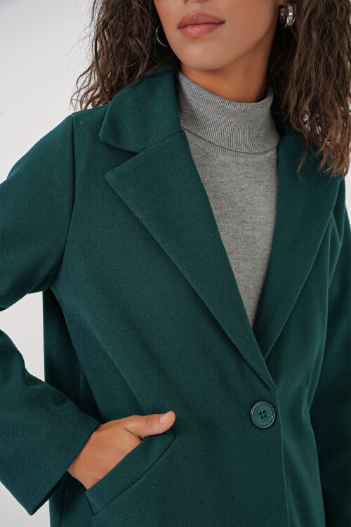 Merterium 9085 Kaşe Kaban - Zümrüt Yeşili