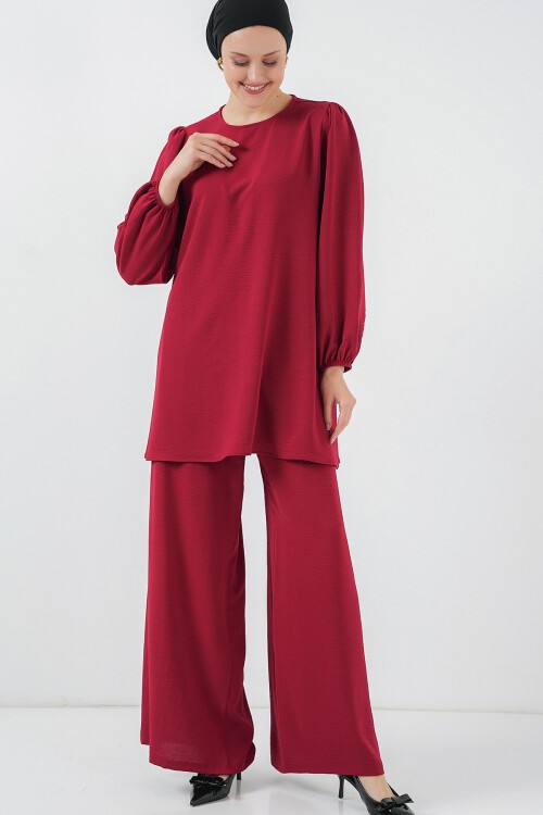 Merterium Ayrobin Tunik Pantolon Alt Üst Takım 6712 - Bordo