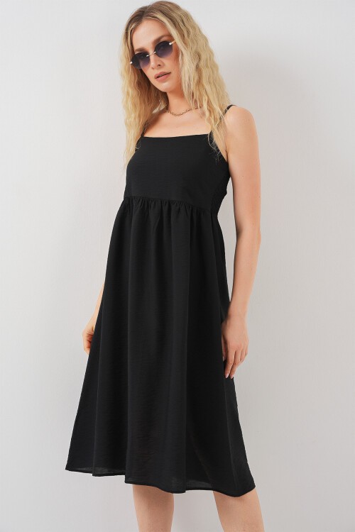 Kadın Askılı Ayrobin Elbise 2565 - Siyah