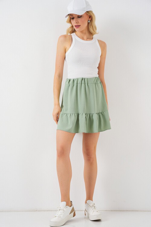 Merterium Kadın Ayrobin Mini Etek 8054 - Mint