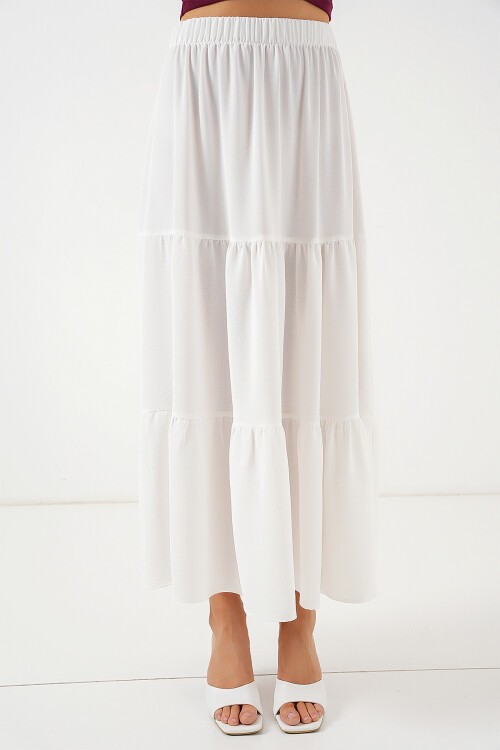 Merterium Kadın Ayrobin Uzun Etek 8048 - Beyaz