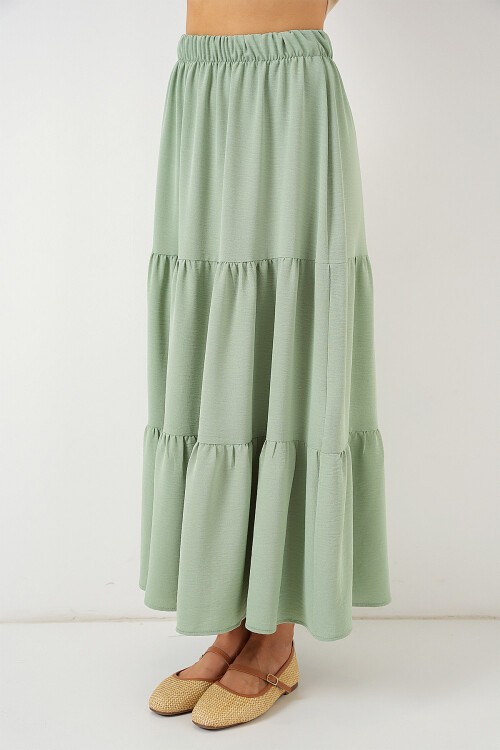 Merterium Kadın Ayrobin Uzun Etek 8048 - Mint