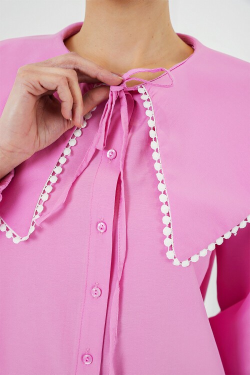 Kadın Bebe Yaka Gömlek 20314 - Pembe