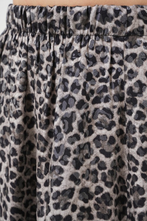 Kadın Desenli Uzun Etek 8053 - Antrasit