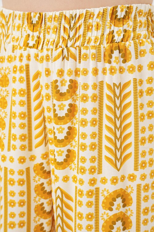 Kadın Desenli Viskon Pantolon 6749 - Sarı