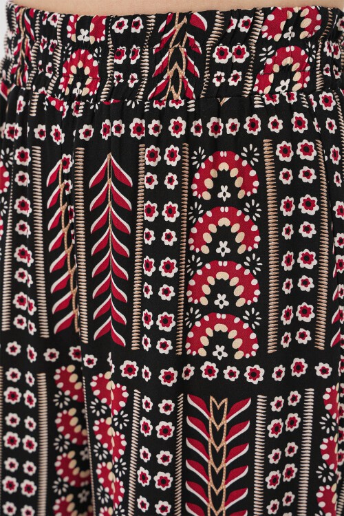 Kadın Desenli Viskon Pantolon 6749 - Siyah