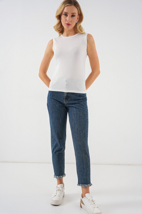 Merterium Kadın Kolsuz Body 4347 - Ekru