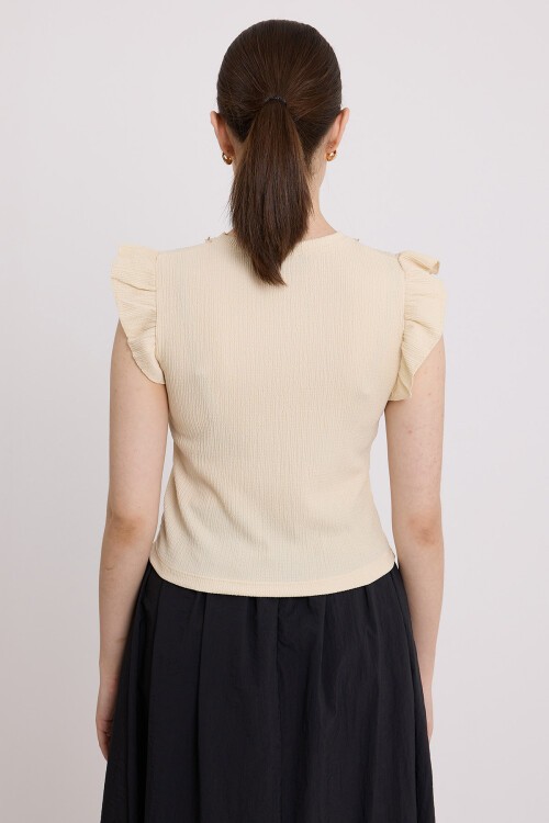Merterium Kadın Krem Örme Bluz 0430