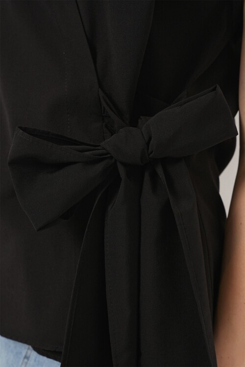 Kadın Sıfır Kol Anvelop Gömlek 20343 - Siyah