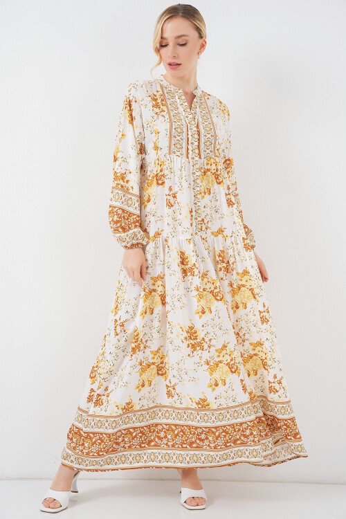 Kadın Siyah Bisküvi Viskon Tesettür Elbise 2423